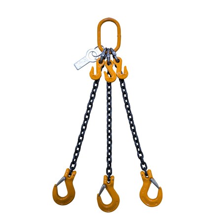 Chain Sling, 3 Legs, 9/32, G80, Sling Hook, W/ Chain Adjuster, 8Ft